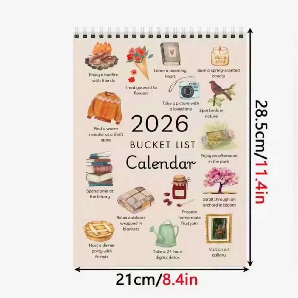 12 month watercolor calendar 2026 paper New